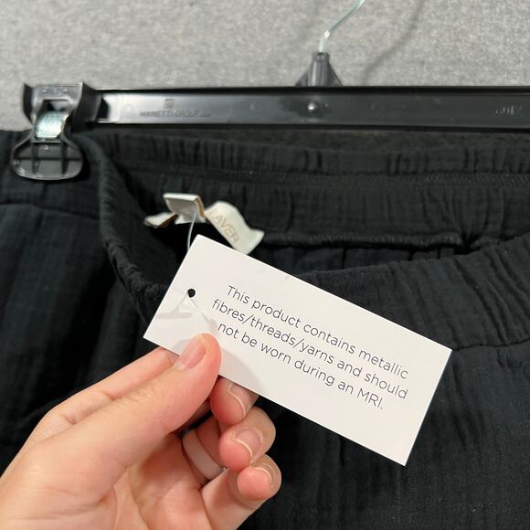 Susan Graver Soleil Regular Gauze Wide Leg Crop Beach Pant Black Medium - Picture 9 of 9